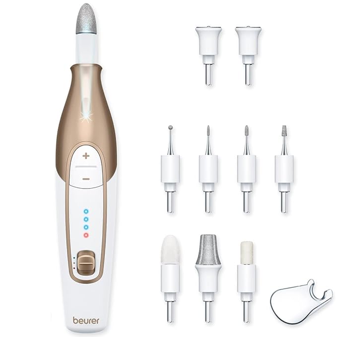 Beurer MP64 Nail Drill Kit, Cordless Electric Nail File with 10 Attachments and LED Light, Electric Manicure Set with Adjustable Speed, E-File for Manicure and Pedicure, with Storage Case